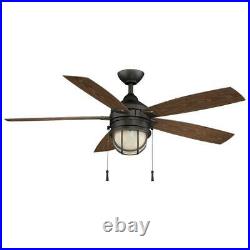 Hampton Bay Ceiling Fan Light Kit 52 in. LED Indoor/Outdoor 5-Blade Natural Iron
