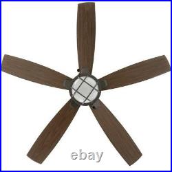Hampton Bay Ceiling Fan Light Kit 52 in. LED Indoor/Outdoor 5-Blade Natural Iron