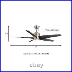 Hampton Bay Ceiling Fan With Light Kit And Remote LED 54-Inch Brushed Nickel