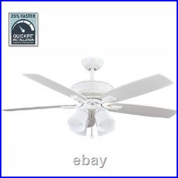 Hampton Bay Ceiling Fan With Light Kit Angled Mount Wall Control Compatible White