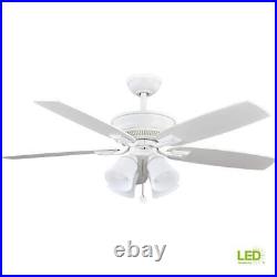 Hampton Bay Ceiling Fan With Light Kit Angled Mount Wall Control Compatible White