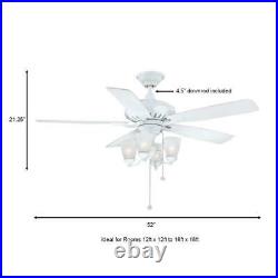 Hampton Bay Ceiling Fan With Light Kit Bristol Lane Indoor Medium 52-Inch White