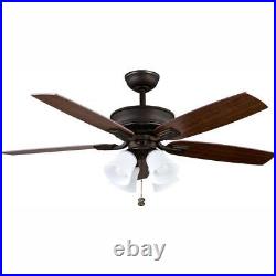 Hampton Bay Ceiling Fan With Light Kit Devron Indoor 52-Inch Oil-Rubbed Bronze