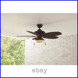 Hampton Bay Ceiling Fan With Light Kit LED Indoor Outdoor Natural Iron 48 Brown