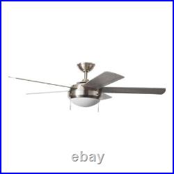 Hampton Bay Ceiling Fan w Light Kit 52 Downrod Mount 3-Speeds Brushed Nickel