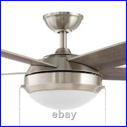 Hampton Bay Ceiling Fan w Light Kit 52 Downrod Mount 3-Speeds Brushed Nickel
