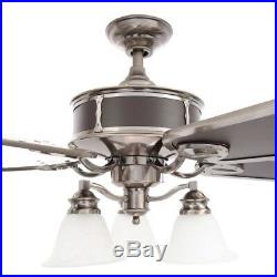 Hampton Bay Ceiling Fan w Light Kit Remote Control Preston Vintage Pewter 52 in