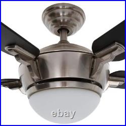 Hampton Bay Ceiling Fan with 5 Reversible Blades Kit+Remote Control Brushed Nickel