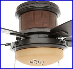 Hampton Bay Ceiling Fan with Light Kit 48 in. LED Indoor/Outdoor Natural Iron