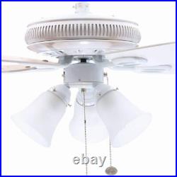 Hampton Bay Ceiling Fan with Light Kit 9.5-Watt LED AC Motor Reversible MDF White