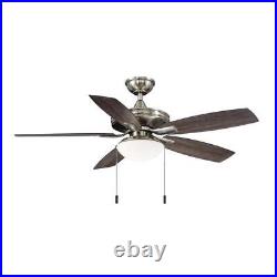 Hampton Bay Ceiling Fan with Light Kit LED Indoor/Outdoor 52-Inch Brushed Nickel