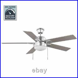 Hampton Bay Ceiling Fan with Light Kit LED Reversible Blade Indoor/Outdoor Silver