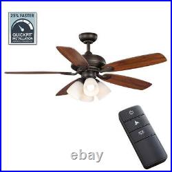 Hampton Bay Ceiling Fan with Reversible Blades Light Kit+Remote Control LED Bronze