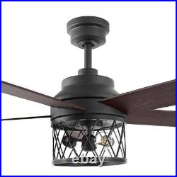 Hampton Bay Ceiling Fans 52 Indoor Led With5 Reversible Blades, Light Kit+Rc Black