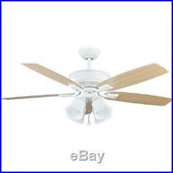 Hampton Bay Devron 52 in. LED Indoor Matte White Ceiling Fan with Light Kit