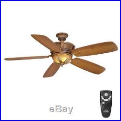 Hampton Bay EdenLake 54in Indoor Walnut Ceiling Fan with Light kit Remote 34201