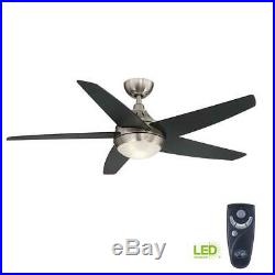 Hampton Bay Etris 52 in. LED Indoor Brushed Nickel Ceiling Fan with Light Kit