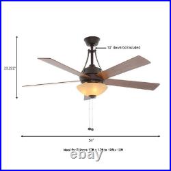 Hampton Bay Everbilt 54 In. Indoor Oil-Rubbed Bronze Ceiling Fan With Light Kit