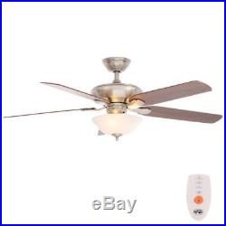 Hampton Bay Flowe 52 in. Brushed Nickel Ceiling Fan with Light Kit Remote 99913