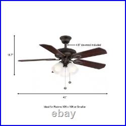 Hampton Bay Glendale 42 in. Ceiling Fan withLED Light Kit Indoor Oil-Rubbed Bronze