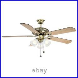 Hampton Bay Glendale 52 in. LED Indoor Flemish Brass Ceiling Fan with Light Kit