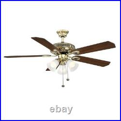 Hampton Bay Glendale 52 in. LED Indoor Flemish Brass Ceiling Fan with Light Kit