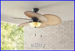 Hampton Bay Havana 48 in. LED Indoor/Outdoor Natural Iron Ceiling Fan Light Kit