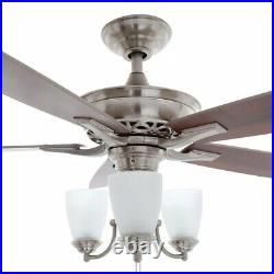 Hampton Bay Havenville 52 in. Indoor Brushed Nickel Ceiling Fan with Light Kit