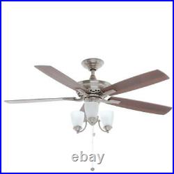 Hampton Bay Havenville 52 in. Indoor Brushed Nickel Ceiling Fan with Light Kit