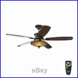 Hampton Bay Isolabella II 52 in. Bronze Ceiling Fan with Light Kit and Remote C