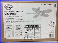 Hampton Bay Lillycrest 52 in. Indoor/Outdoor Matte White Ceiling Fan
