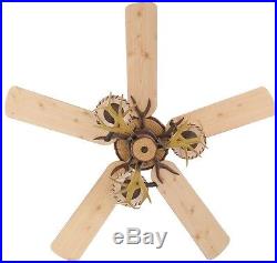 Hampton Bay Lodge 52-In. Nutmeg Cabin rustic Ceiling Fan With Antler Light kit