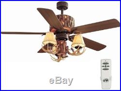 Hampton Bay Lodge 52 in. Indoor Nutmeg Ceiling Fan with Light Kit and Remote