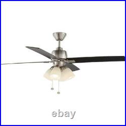Hampton Bay Malone 54 in. LED Brushed Nickel Ceiling Fan with Light Kit