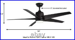 Hampton Bay Mena 54 Matte Black Indoor/Outdoor Ceiling Fan withlight kit & remote