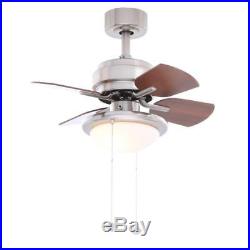 Hampton Bay Metarie 24 in. Indoor Brushed Nickel Ceiling Fan with Light Kit 146