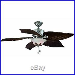 Hampton Bay Modern Flush Mount Ceiling Fan Glass Light Shade Kit 5 Blades Nickel
