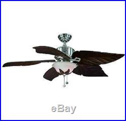 Hampton Bay Modern Flush Mount Ceiling Fan Glass Light Shade Kit 5 Blades Nickel