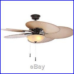 Hampton Bay Modern Outdoor Indoor Ceiling Fan with Glass Light Kit Shade Fixture