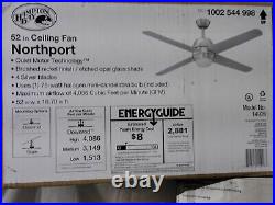 Hampton Bay Northport 52 in. Indoor Brushed Nickel Ceiling Fan with Light Kit