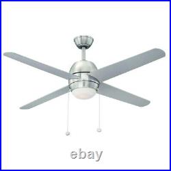 Hampton Bay Northport 52 in. Indoor Brushed Nickel Ceiling Fan with Light Kit