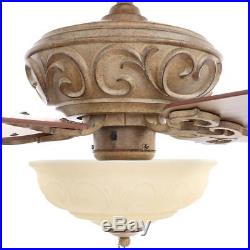 Hampton Bay Palisades 52 Indoor Tuscan Bisque Ceiling Fan with Light Kit 51271
