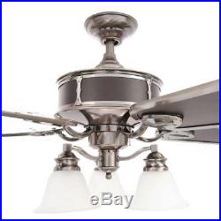 Hampton Bay Preston 52 in. Indoor Vintage Pewter Ceiling Fan with Light Kit