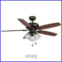Hampton Bay Rockport 52 in. Bronze LED Ceiling Fan with Light kit 91851