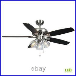 Hampton Bay Rockport 52 in. LED Brushed Nickel Ceiling Fan with Light kit