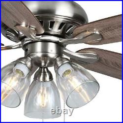 Hampton Bay Rockport 52 in. LED Brushed Nickel Ceiling Fan with Light kit