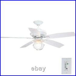 Hampton Bay Sailwind II Matte White Ceiling Fan with Light Kit and Wall Control