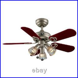Hampton Bay San Marino 36 in. LED Indoor Brushed Steel Ceiling Fan with Light Kit
