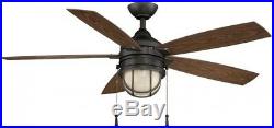 Hampton Bay Seaport 52 In. LED Indoor/Outdoor Natural Iron Ceiling Fan Light Kit