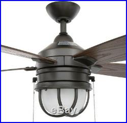 Hampton Bay Seaport 52 In. LED Indoor/Outdoor Natural Iron Ceiling Fan Light Kit